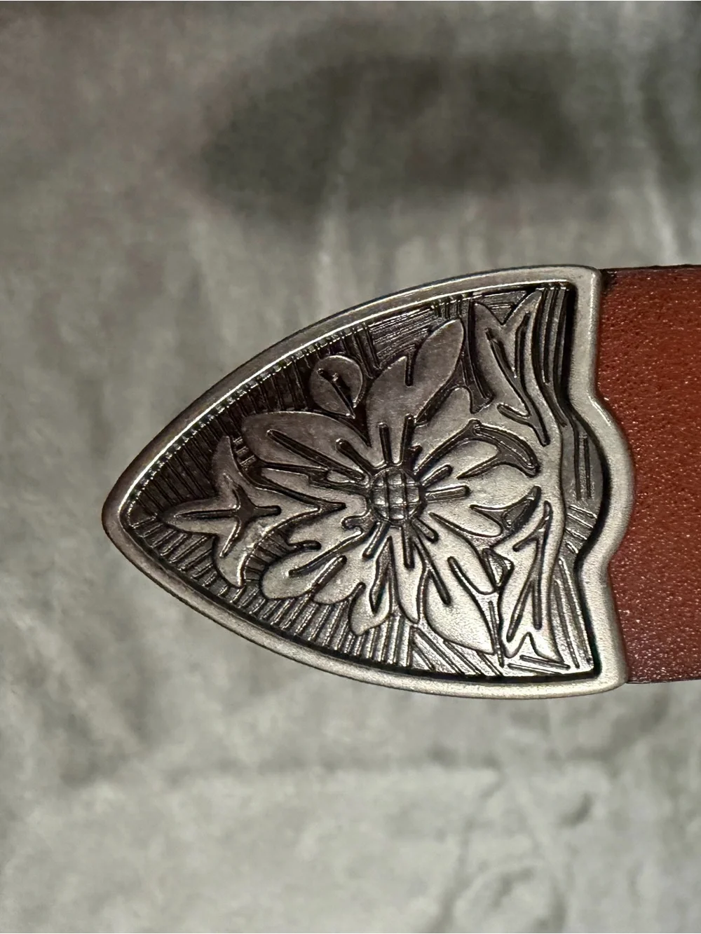 Western Brown Faux Leather Belt-Studded, Silver Buckle